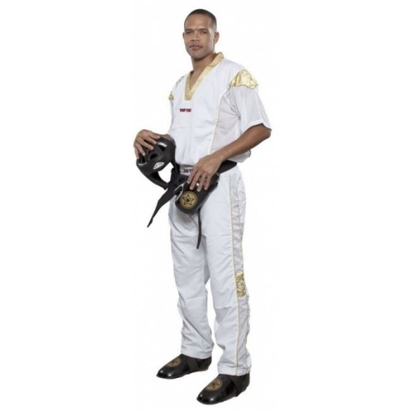 TOP TEN STAR COLLECTION kickboxing outfit white and gold arany