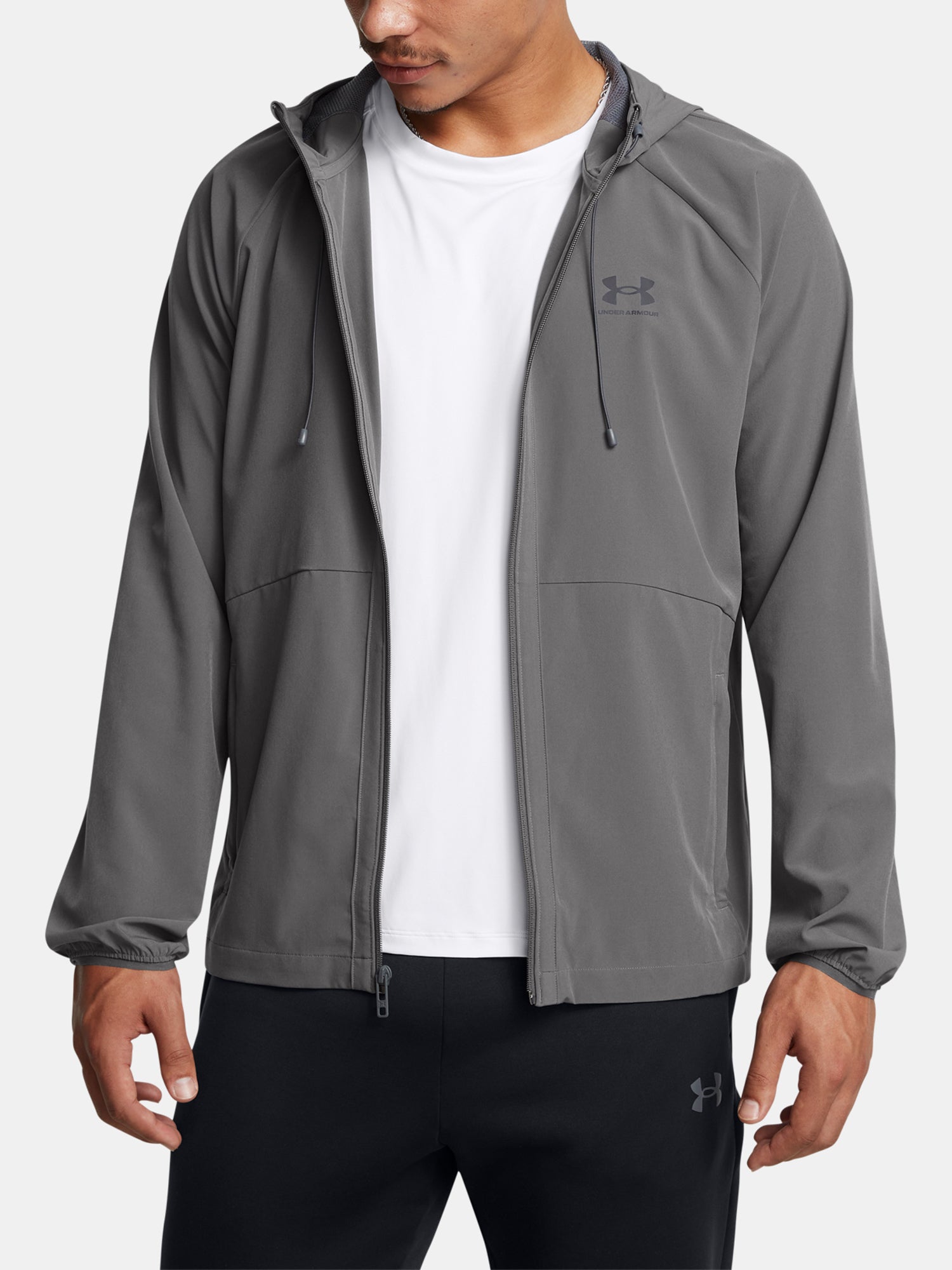 Under Armour Férfi kabát UA Stretch Wvn WindbreakerEU-GRY Kapucnis pulóver