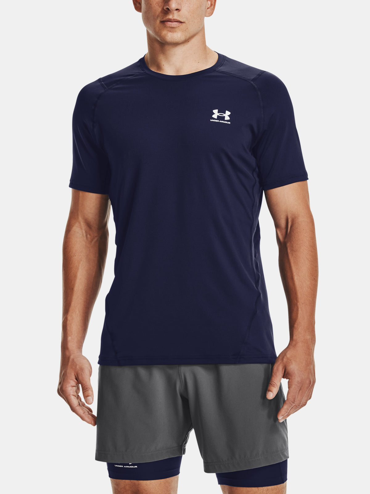 Férfi Under Armour HG Armour Fitted SS kék póló
