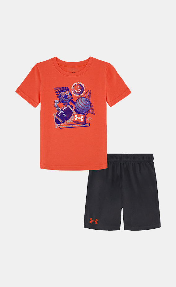 Under Armour Fiú szett UA MULTI SPORT SS SHORT SET- piros