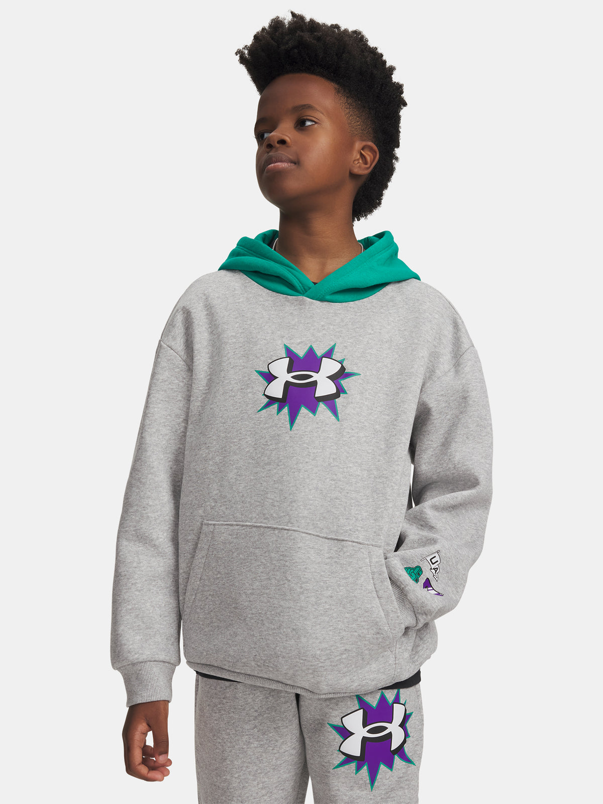 Under Armour Fiú UA B RIVAL FLC GRAPHICS HD pulóver