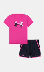 Under Armour Lány szett UA LOGO WOVEN SHORT SET-PNK