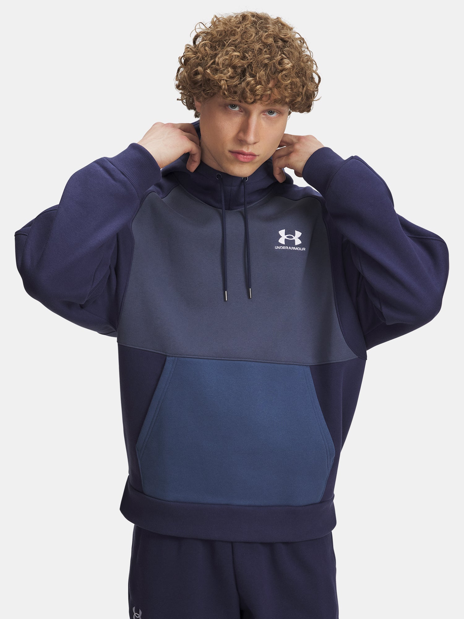 Under Armour UA Icon HW Colorblocked Hdy-BLU férfi pulóver