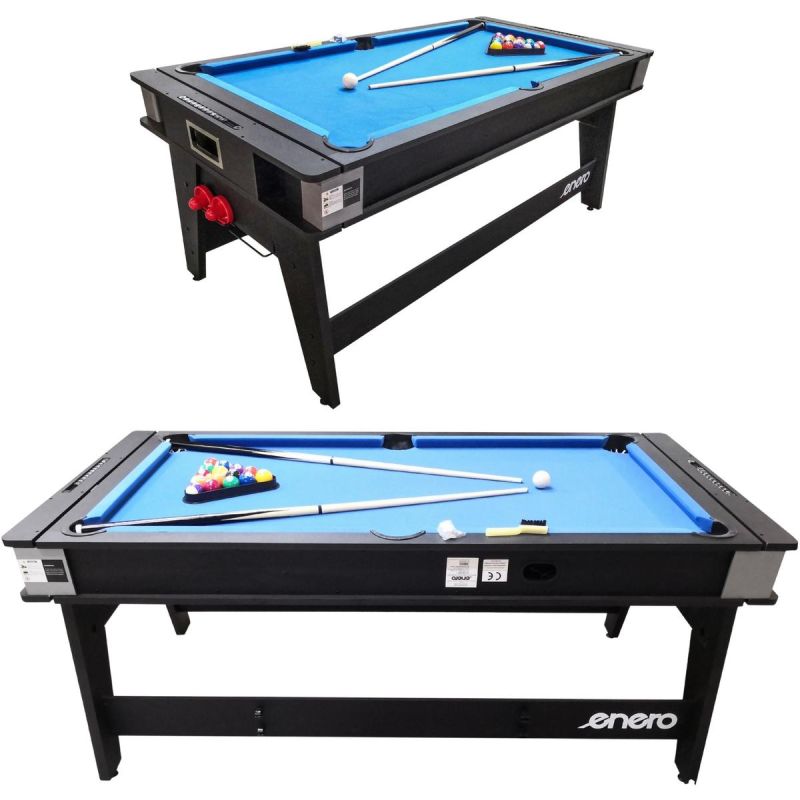 Enero 4-IN-1 MULTIGAMING TABLE BILLIARDS TABLE TENNIS HOOK-UP DINING TABLE .1x81.3CM fekete table games, tables