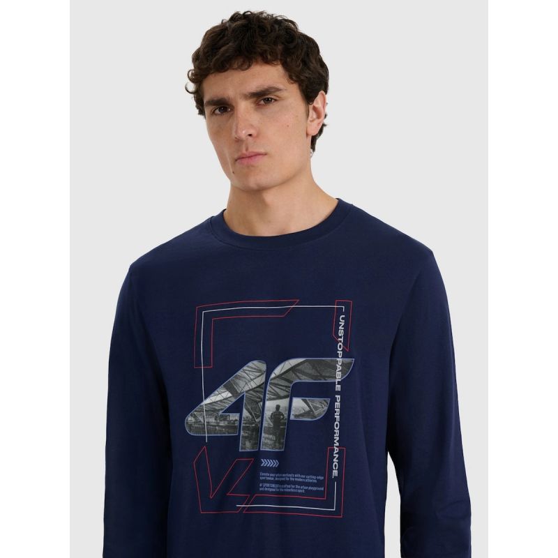 Men's longsleeve regular with print 4F 4FRAW25TLONM606-31S hosszú ujjú póló