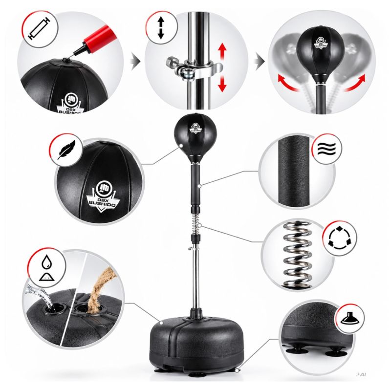 DBX Bushido Standing boxing for adults, adjustable, reflex | fekete labda TLS-NK