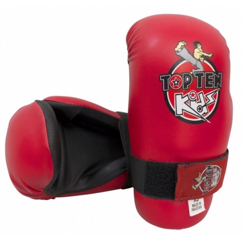 TOP TEN Pointfighter Open Gloves - ROTT-KIDS czerwony kesztyű