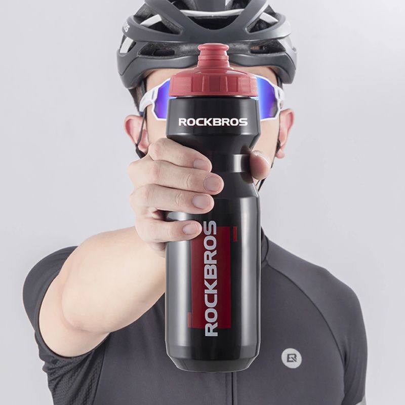 Rockbros 750 ml Bike Bottle - Transparent Black with Red Mouthpiece przezroczysty || czerwony water bottles, training equipment