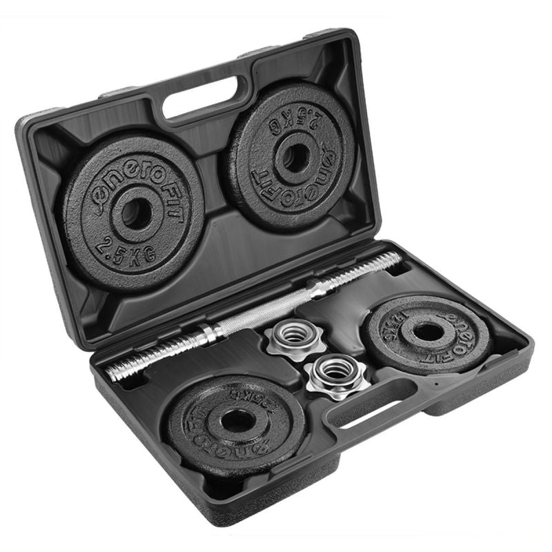 Enero Cast Iron Dumbbell 10 Kg Fit Case fekete dumbbell, strength training equipment, training equipment