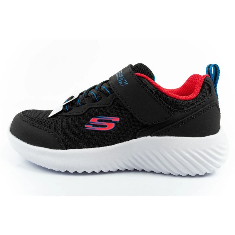 Skechers Bounder children's sports with Velcro, lightweight, fashionable black fekete utcai cipő