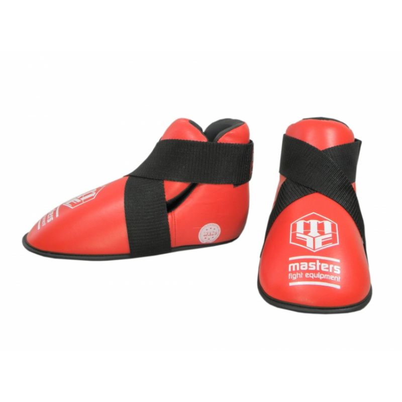 MASTERS FIGHT EQUIPMENT OSK-1 leather foot protectors (WAKO APPROVED) piros védőfelszerelés 03041-02M