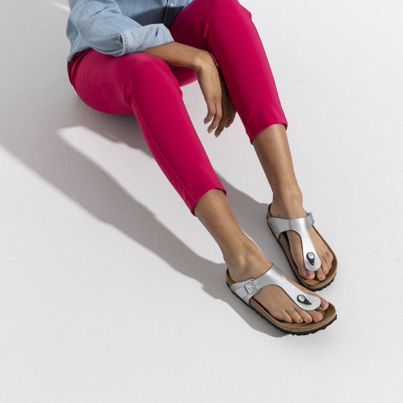 Birkenstock Gizeh Birko-Flor silver regular wide women's flip-flops (0043851) general