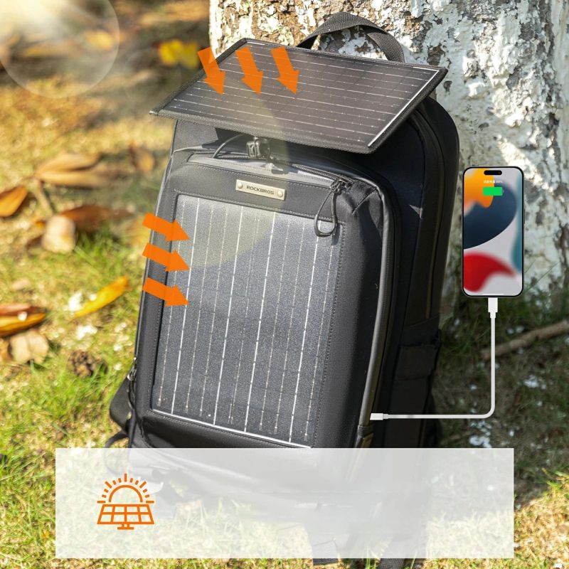 Rockbros H51 Cycling Backpack with Solar Panel - Black fekete hátizsák