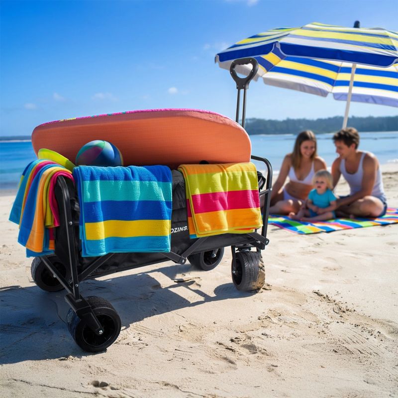 Wozinsky WZP-100 beach, tourist, garden trolley, durable, wide wheels, with safety net up to - black fekete elektronika 304004-197497