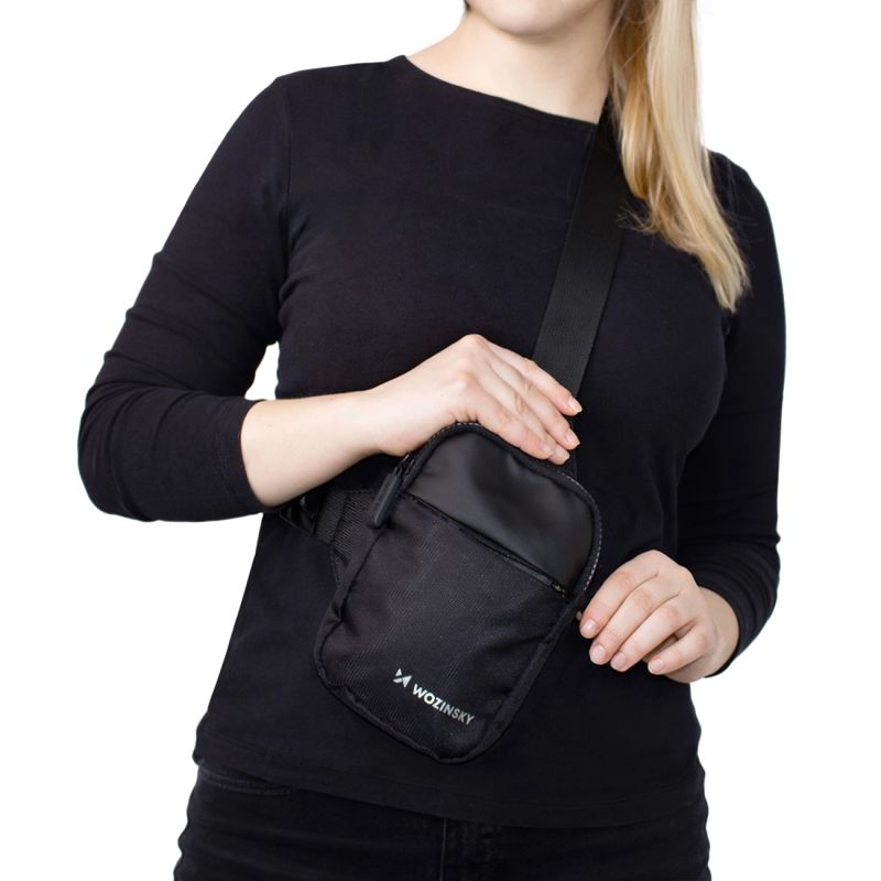 Wozinsky WMS-W1 Unisex Mini Shoulder Bag Waterproof Dual-Compartment for Phone - Black fekete elektronika 304004-201372