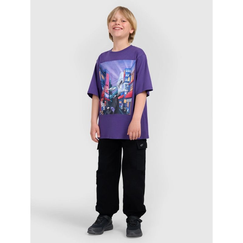 Boy's oversize T-shirt with print 4F 4FJRAW25TTSHM3061-51S