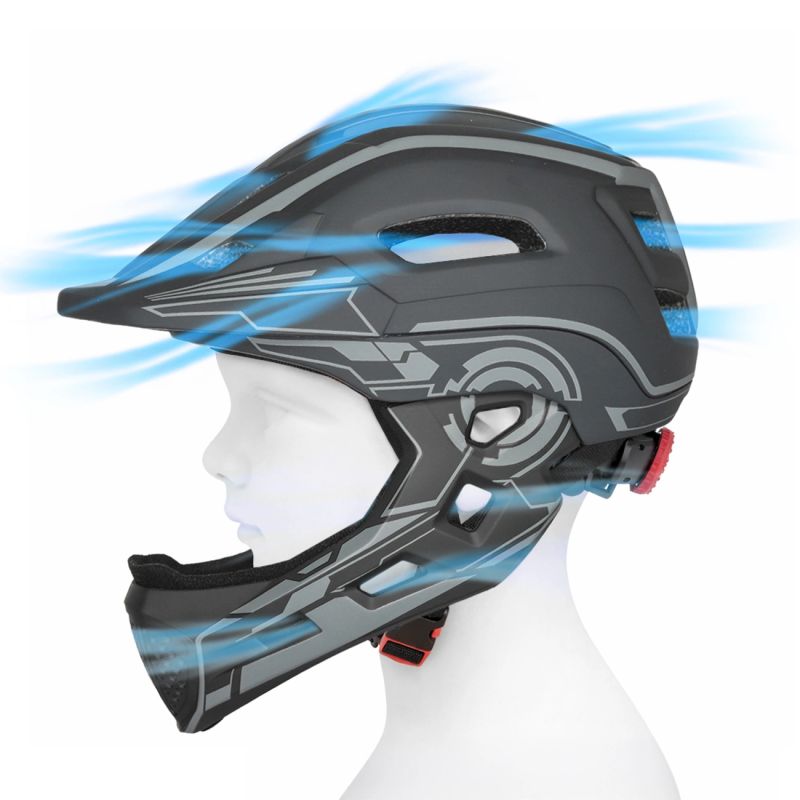 Wozinsky Kids' Full Face Bike Helmet with USB Rear Light S - Gray szary védőfelszerelés HT-27N-199814