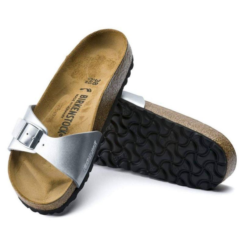 Birkenstock Madrid Birko-Flor Silver Women's Slides Regular Wide (0040411) cipő