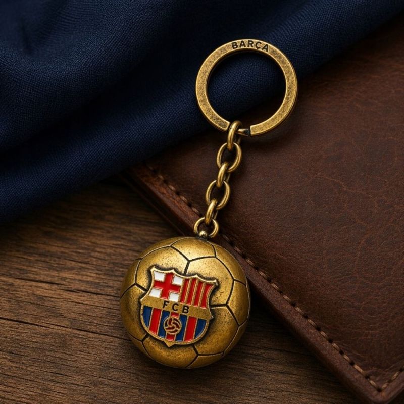FC Barcelona original licensed keychain in the shape of a golden with the coat of arms złoty labda B7081