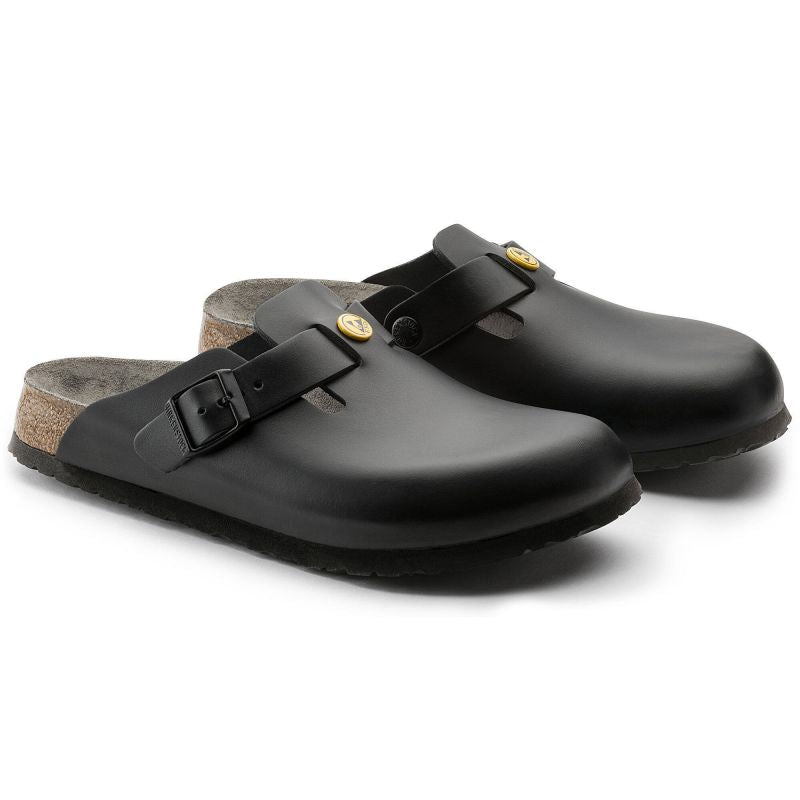 Birkenstock Women's Boston ESD Black clogs natural leather medical narrow slippers (0061368) Cipő