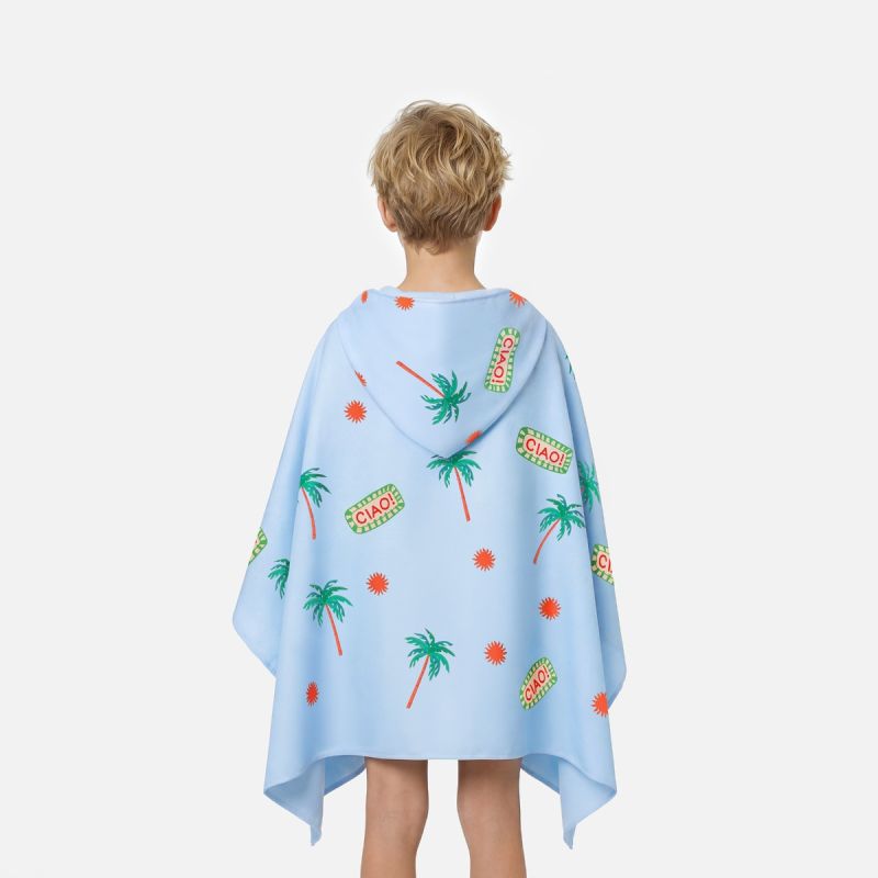 Spokey Quick-Drying Children’s Hooded Poncho Towel PALMS 70x175cm törölköző SPK-946618