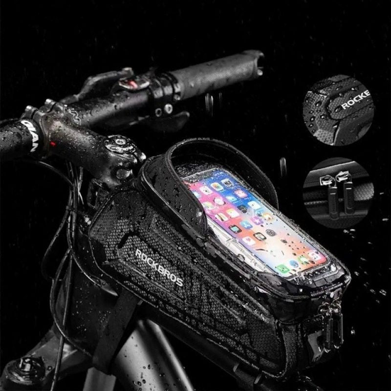 Rockbros B68-1 frame-mounted bicycle bag with phone pocket, 1.7l, black