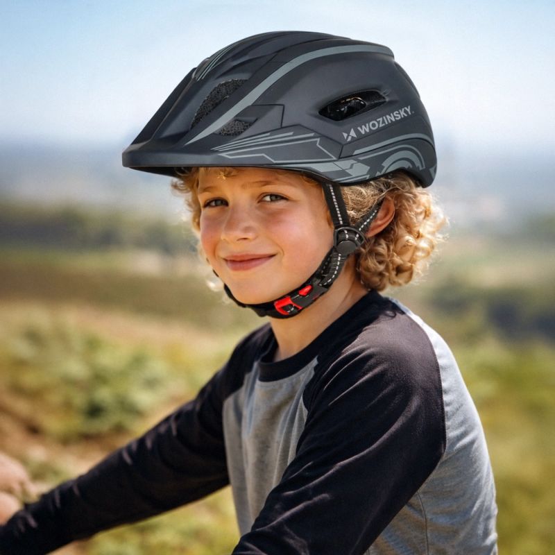 Wozinsky Kids' Full Face Bike Helmet with USB Rear Light S - Gray szary védőfelszerelés HT-27N-199814