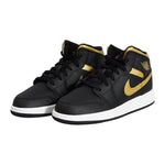 AIR Jordan 1 Mid Junior (GS) Basketball Black/Metallic Gold - arany cipő