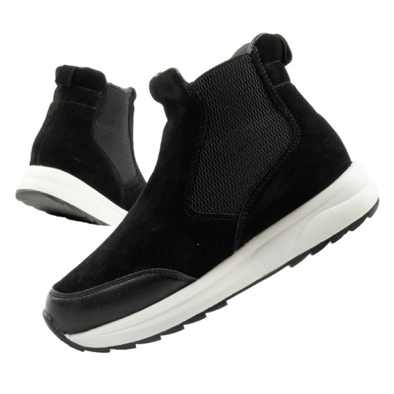 Scholl Beverly Bootie Women's Leather Ankle Boots Black fekete shoes