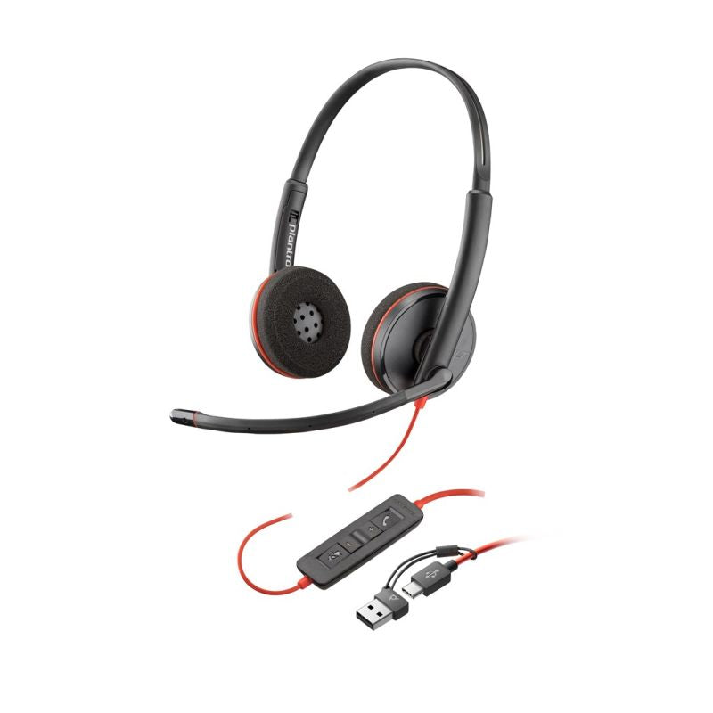 head Poly Blackwire 3220 Stereo USB-C Headset +USB-C/A Adapter (Bulk) kiegészítő 8X228A6