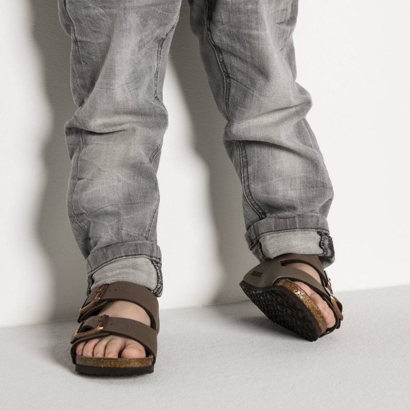Birkenstock Arizona Kids Birko-Flor Nubuk Mocha narrow flip-flops for kids (0552893) cipő