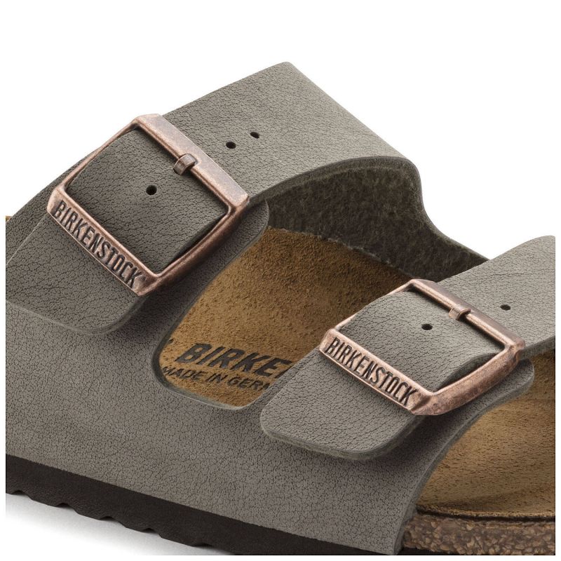 Birkenstock Arizona Birko-Flor Nubuck Stone regular women's/men's flip-flops wide gray (0151211) cipő