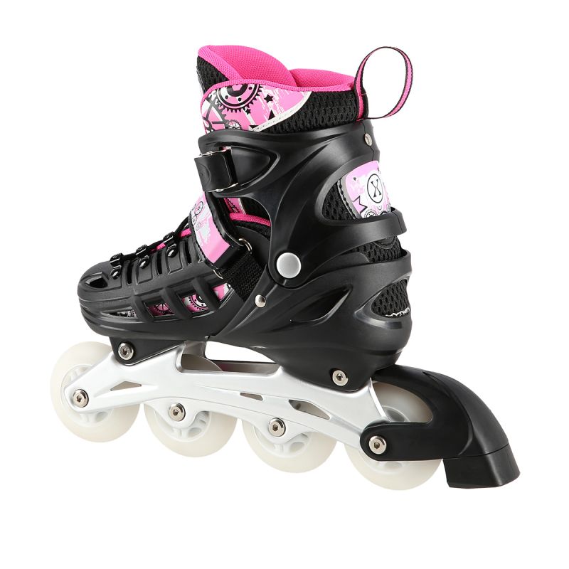 NH10905 4in1 PINK LED SIZE S(31-34) ROLLER SKATES WITH DIMENSIONAL HOCKEY BLADE NILS EXTREME rózsaszín sípcsontvédő