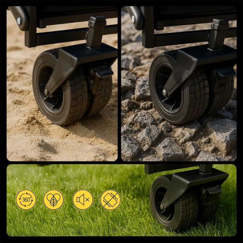 Wozinsky WZP-100 beach, tourist, garden trolley, durable, wide wheels, with safety net up to - black fekete elektronika 304004-197497