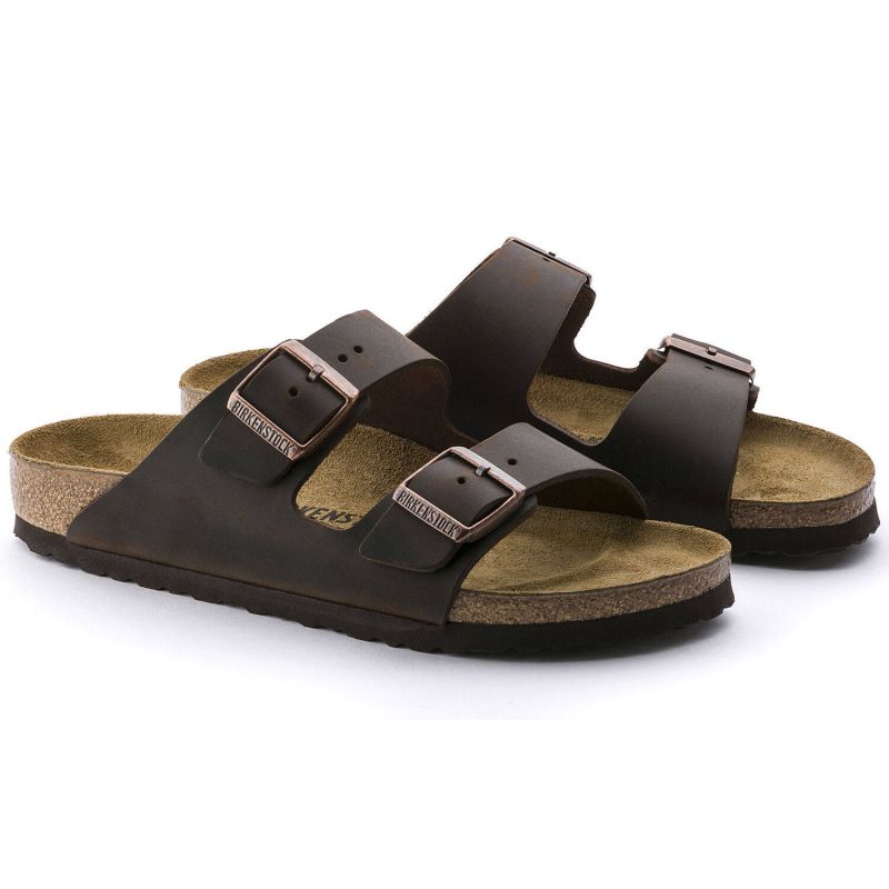 Birkenstock Women's/men's brown Arizona Nubuck Habana narrow flip-flops (52533) cipő