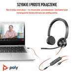 HP Poly Blackwire 3325 USB-C Stereo Headset Microsoft Teams Certified + 3.5mm Plug + USB-C/A Adapter