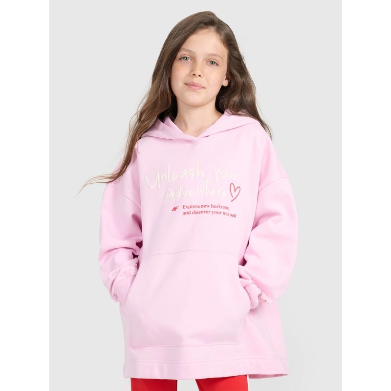 Oversized sweatshirt with hood, unzipped, for girls, 4F 4FJRAW25TSWSF2429-56S kapucnis pulóver