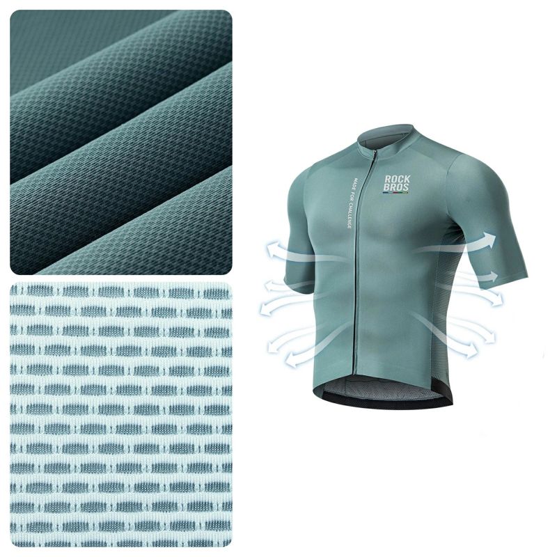 Rockbros 15120014018 ROAD TO SKY men's cycling jersey, short sleeve, L - gray-blue l \ niebieski póló