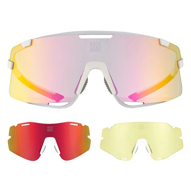 Rockbros SP338 ROAD TO SKY Cycling Glasses with Interchangeable Lenses - Cream beżowy training equipment