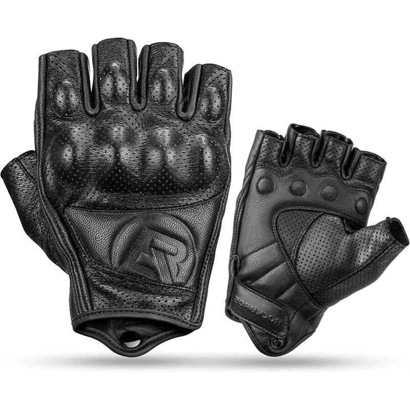 Rockbros 16220006004 leather motorcycle gloves - black fekete kesztyű