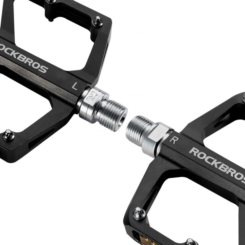 Rockbros K371 Reflective Aluminum Bicycle Pedals with Sealed Bearings - Black