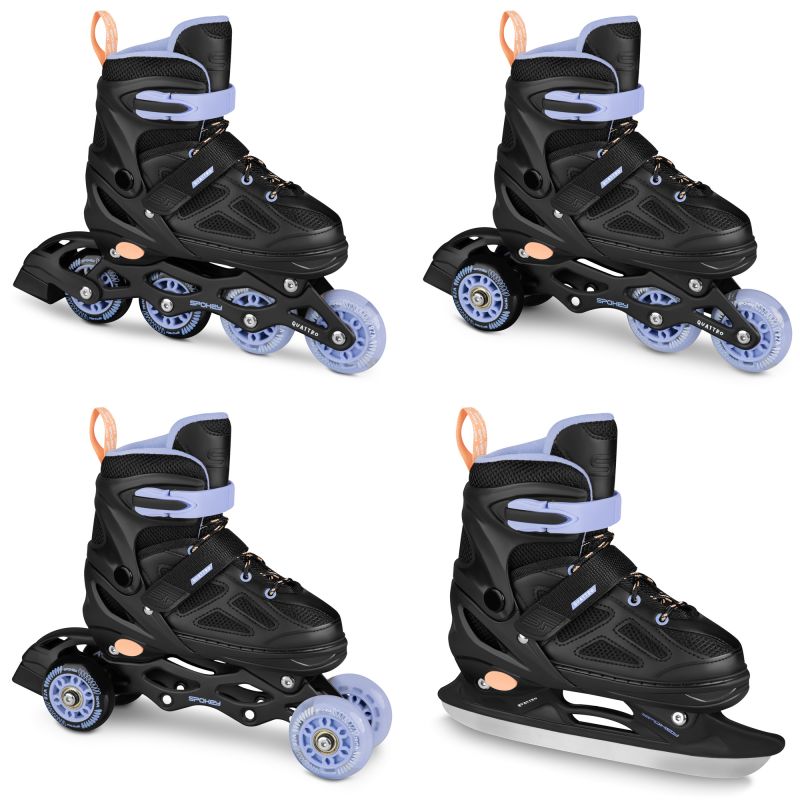 Spokey Quattro 4IN1 SPK-943430 inline skates size 34-37 BK/VT Szabadidő kiegészítő