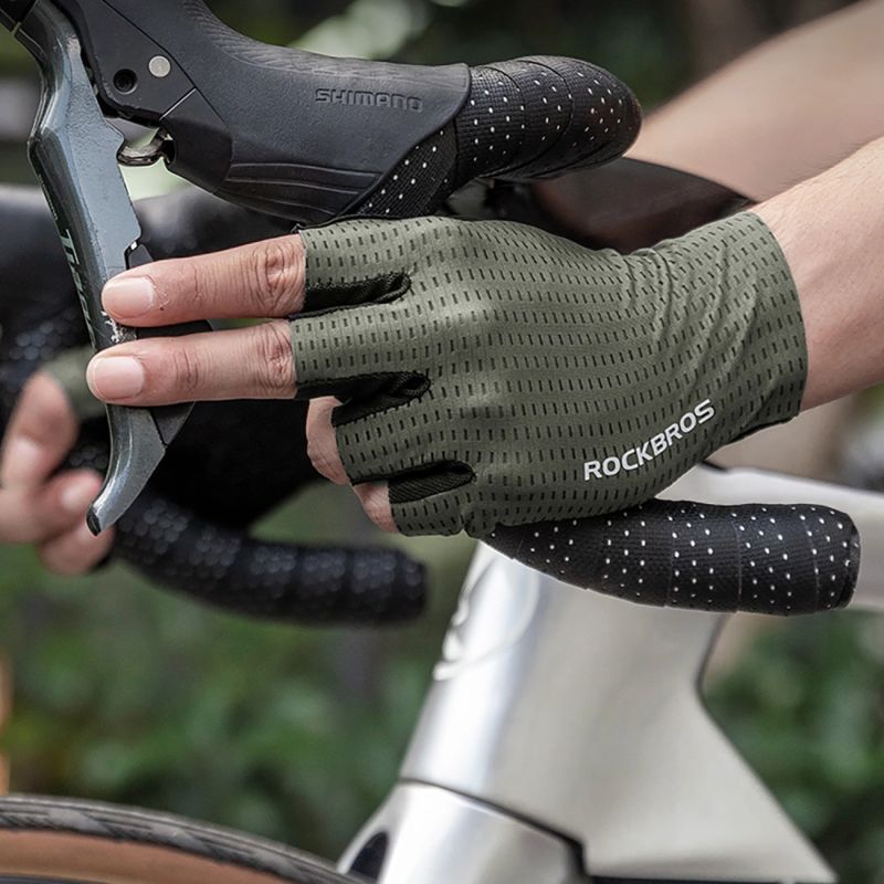 Rockbros Breathable Short Finger Cycling Gloves, Size: L - Green zielony \ l kesztyű