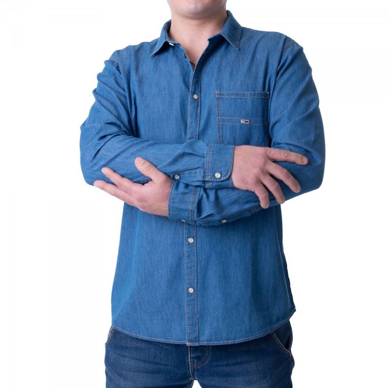 Tommy Hilfiger Tommy Jeans Tjm Cotton Denim Shirt Mid Indigo M DM0DM08399-447 Póló