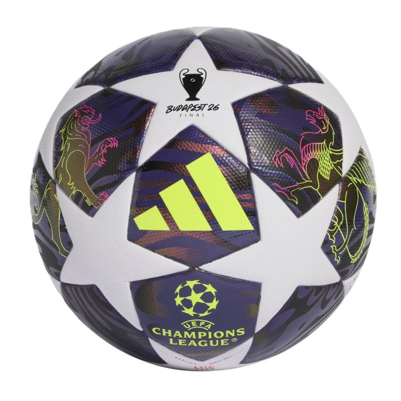 adidas UCL 25/26 Final League J350 Purple and JX9098 fehér futball labda