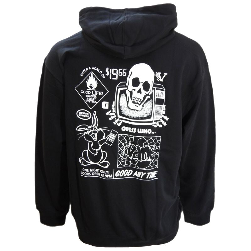 Vans Black Crazy Eddy 66 Loose Pullover Hoodie - VN000JE7BLK fekete kapucnis pulóver