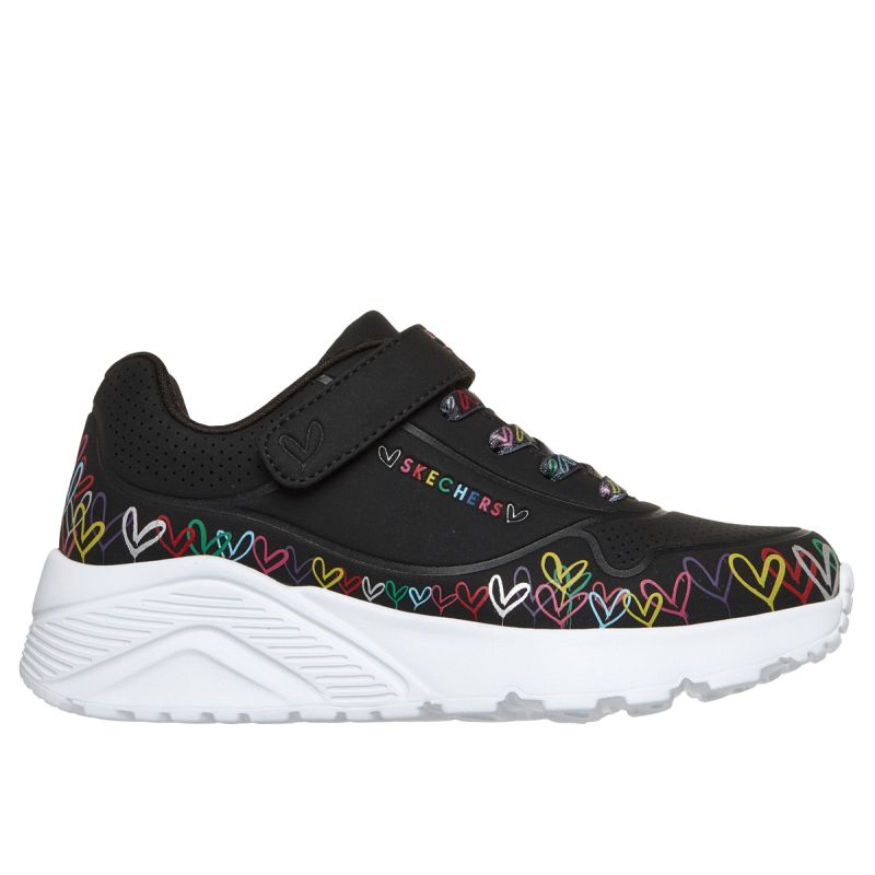 Skechers youth sneakers UNO LITE HEART CRAZE 314091L BKMT fekete utcai cipő