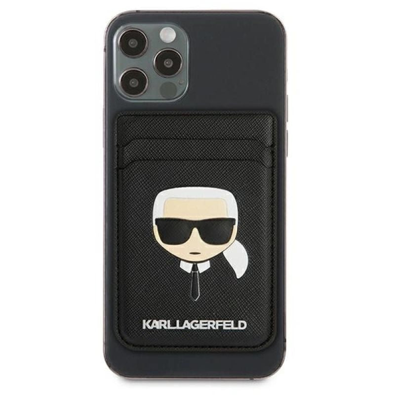 Karl Lagerfeld Wallet CardSlot Saffiano Karl`s Head MagSafe Magnetic Phone Wallet - fekete telefontok