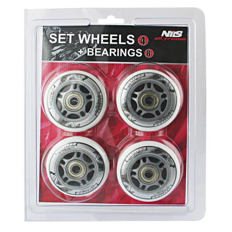PU 64x24 82A WHITE (4 pcs.) + ABEC-7 (8 pcs.) NILS EXTREME SET