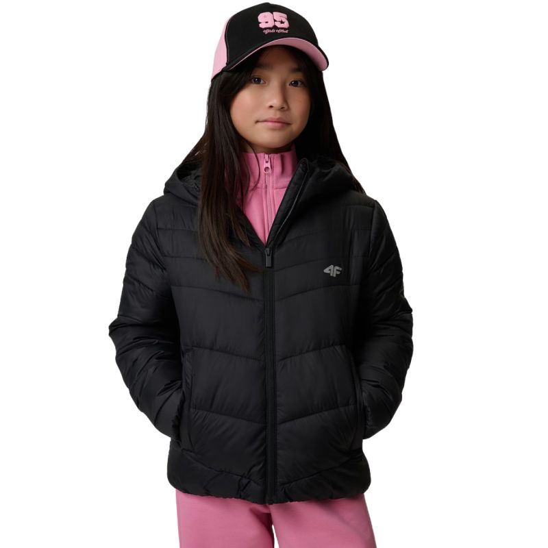 Girls' jacket 4F F0739 deep 4FJWSS26TDJAF0739 20S fekete clothing